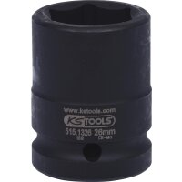 3/4" Sechskant-Kraft-Stecknuss, kurz, 26mm