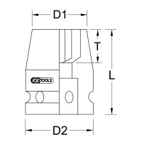 1" Sechskant-Kraft-Stecknuss, kurz, 110mm