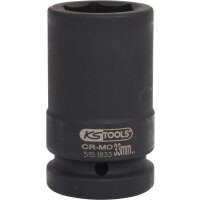 1" Sechskant-Kraft-Stecknuss, lang, 33mm