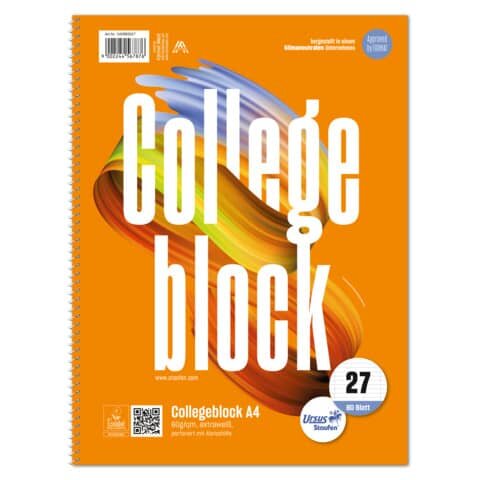 Collegeblock LIN27 - A4, 80 Blatt, 60 g/qm, 9mm liniert mit Randlinien
