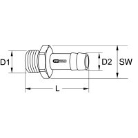 Messing-Schlauchtüllen mit Außengewinde, 45°, G1/4"AGx6mm