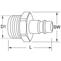 Messing-Stecknippel mit Außengewinde, G1/2"AG