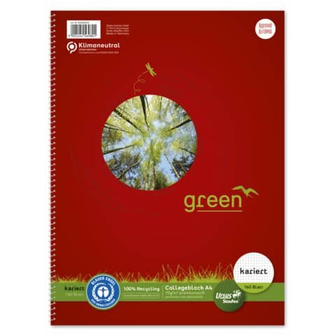 Staufen® Collegeblock green Kleinformat Lineatur 5 kariert DIN A5 Innenrand