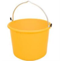 Kübel kranbar 45L gelb mit Hakenbügel & L-Skal