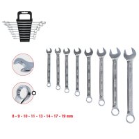 Ringmaulschlüssel-Satz, abgewinkelt, 8-tlg 8-19mm