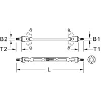 Torx-Doppel-Gelenkschlüssel, T15xT20