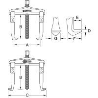 Universal-Abzieher 2-armig, 80-250mm, Haken 200mm