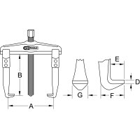 Universal-Abzieher 2-armig, verlängerte Haken, 80-250x300mm