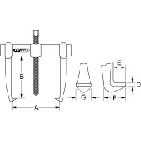 Universal-Abzieher 2-armig mit Ganzstahlhaken, 20-160mm