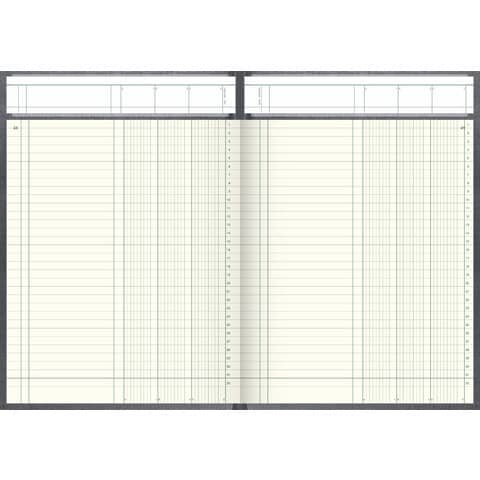 Spaltenbuch Kopfleisten-Ausführung - A4, 3 Spalten, 96 Blatt, Schema über 1 Seite, mit Seitenzahlen
