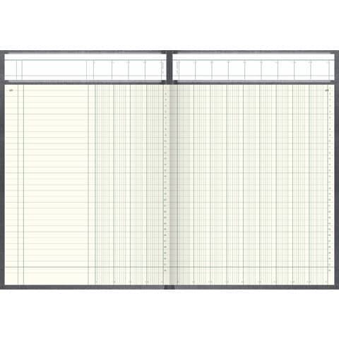 Spaltenbuch Kopfleisten-Ausführung - A4, 13 Spalten, 96 Blatt, Schema über 2 Seite, mit Seitenzahlen
