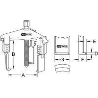 Universal-Abzieher 3-armig mit extrem schlanken Haken, 20-90mm