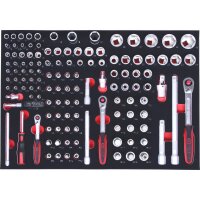 SCS 1/4"+3/8"+1/2" Steckschlüssel-Satz, 128-tlg, in 1/1 Systemeinlage