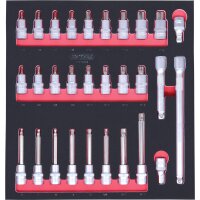 SCS 1/2" Bit-Stecknuss-Satz, 29-tlg in 2/3 Systemeinlage