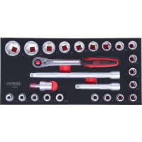 SCS 1/2" Steckschlüssel-Satz, 25-tlg in 1/3 Systemeinlage