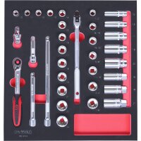 SCS CHROMEplus 3/8" Steckschlüssel-Satz, 34-tlg in 2/3 Systemeinlage