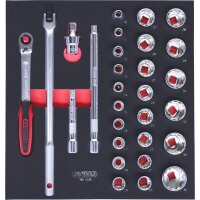 SCS CHROMEplus 1/2" Steckschlüssel-Satz, 29-tlg in 2/3 Systemeinlage