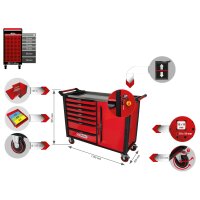 RACINGline+ SCHWARZ/ROT Werkstattwagen mit 7 Schubladen und 1 Tür