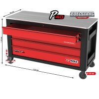 PERFORMANCEplus P40 SCHWARZ/ROT Werkstattwagen mit 4 Schubladen