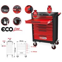 ECOline SCHWARZ/ROT Werkstattwagen mit 7 Schubladen