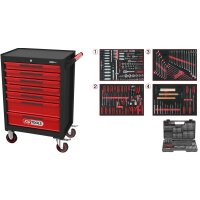 ECOline SCHWARZ/ROT Werkstattwagen mit 7 Schubladen und...