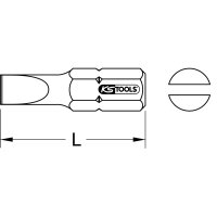 1/4" EDELSTAHL Bit Schlitz, 25mm, 3mm, 5er Pack