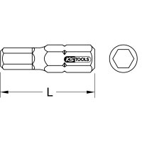 1/4" EDELSTAHL Bit Innensechskant, 25mm, 4mm, 5er Pack