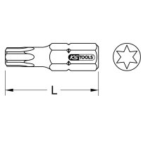 1/4" EDELSTAHL Bit Torx, 25mm, T10, 5er Pack