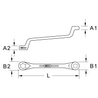Torx-E-Doppel-Ringschlüssel, gekröpft, E16xE22