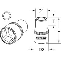 1" Sechskant-Stecknuss, kurz, 2.3/4"