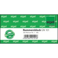 SIGEL Doppelnummernblock 1-100, farbsortiert, 1 Block