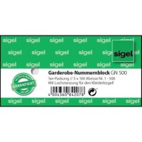 SIGEL Garderobenbl&ouml;cke 1-500, farbsortiert, 5...