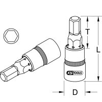 1/2" Bit-Stecknuss Innensechskant, kurz, 10mm