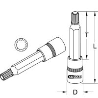 1/2" Bit-Stecknuss XZN, M8, 110 mm