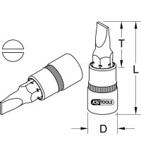 1/4" Bit-Stecknuss Schlitz, 7mm