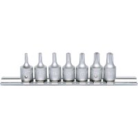 1/4" Bit-Stecknuss-Satz für Fünfstern-Schrauben, 7-tlg mit Stirnlochbohrung