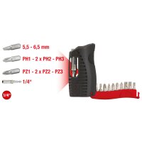 1/4" Mini-Bit-Etui, 11-tlg Schlitz, PH, PZ