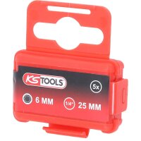 1/4" Bit Innensechskant, 25mm, Kugelkopf, 6mm, 5er Pack