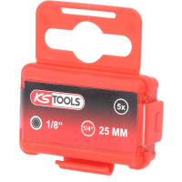1/4" Bit Innensechskant, 25mm, Kugelkopf, 1/8", 5er Pack