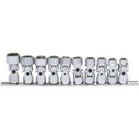 3/8" CHROMEplus Sechskant-Stecknuss-Satz mit Gelenk, 10-tlg10-19mm