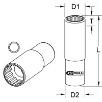 3/8" Spezial-Zündkerzen-Stecknuss, dünnwandig, 14mm