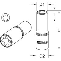 1/2" Torx-E-Stecknuss, 78mm lang, E10