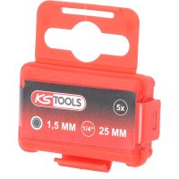 1/4" Bit Innensechskant, 25mm, Kugelkopf, 1,5mm, 5er Pack