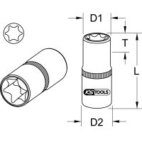 1/4" Torx-E-Stecknuss, lang, E6