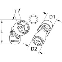 1/4" Sechskant-Stecknuss mit Gelenk, 6 mm