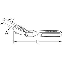 1/4" CHROMEplus Gelenk-Umschaltknarre, 72 Zahn