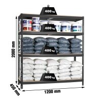 Industrieregal  2000x1200x450 mm, 4 Holz gallery