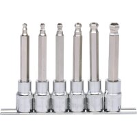 1/2" CHROMEplus Bit-Stecknuss-Satz Innen6kant, Kugelkopf, 6-tlglang,  5-12mm