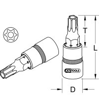 1/2" CHROMEplus Bit-Stecknuss Torx mit Stirnlochbohrung,TB45