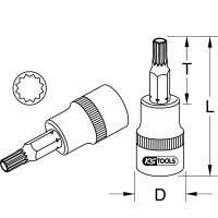 3/8" CHROMEplus Bit-Stecknuss XZN, M4